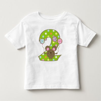 Balloon Mouse Green 2nd Birthday T-Shirt