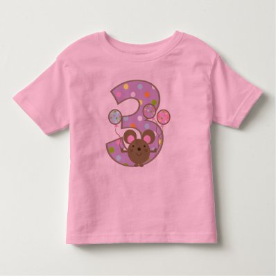 Balloon Mouse Purple 3rd Birthday T Shirt