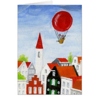 Balloon Mouse & Roofs Card