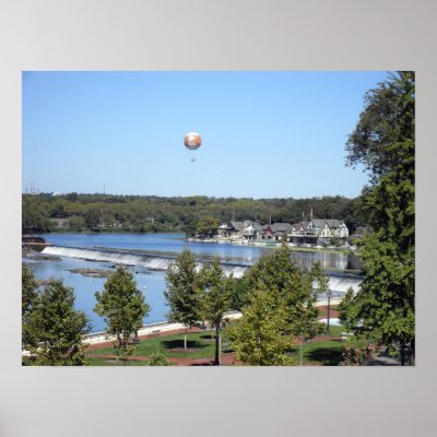 Balloon over Boathouse Row Print by exjinn