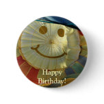Balloon Smiley Face, Happy Birthday! Button