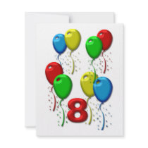 balloons 08 years custom invitation