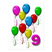 balloons 09 years post cards