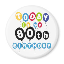 Balloons 80th Birthday magnets