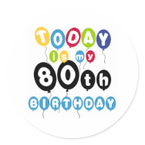 Balloons 80th Birthday stickers