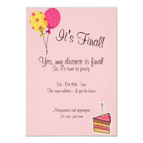 Balloons and Cake Divorce Party Invitation