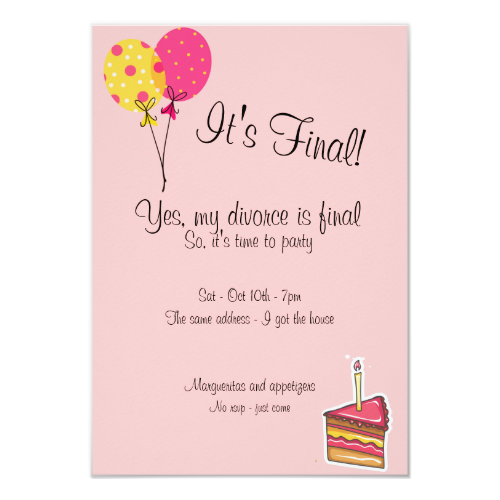 Balloons and Cake Divorce Party Invitation