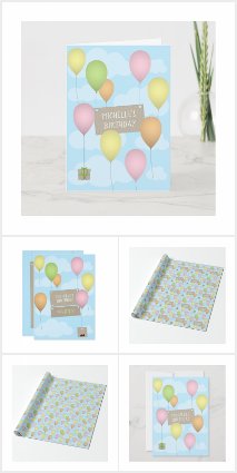 Balloons and Tag Birthday Illustration and Pattern