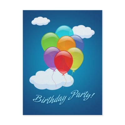 Balloons Birthday Party invitation Post Card by BluePlanet