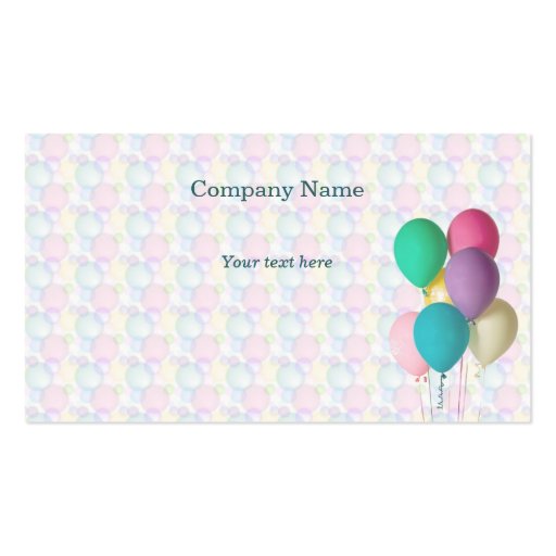 Balloons Birthday Party Organizer Business Card (back side)