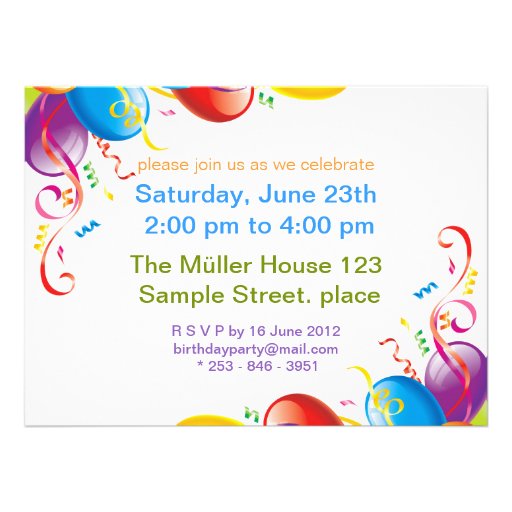 Balloons Boy Two Birthday Party | Photo Invite
