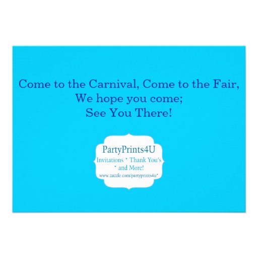 Balloons, Carousel, Carnival Circus Birthday Party Personalized Invitation