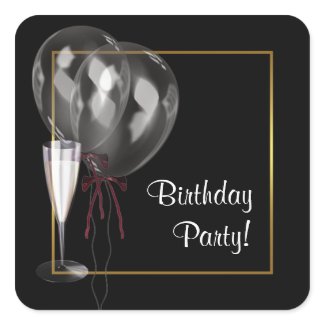 Balloons Champagne Birthday Party Envelope Seal sticker