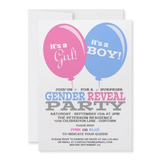 Balloons Gender Reveal Party Invitation