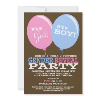 Balloons Gender Reveal Party Invitation