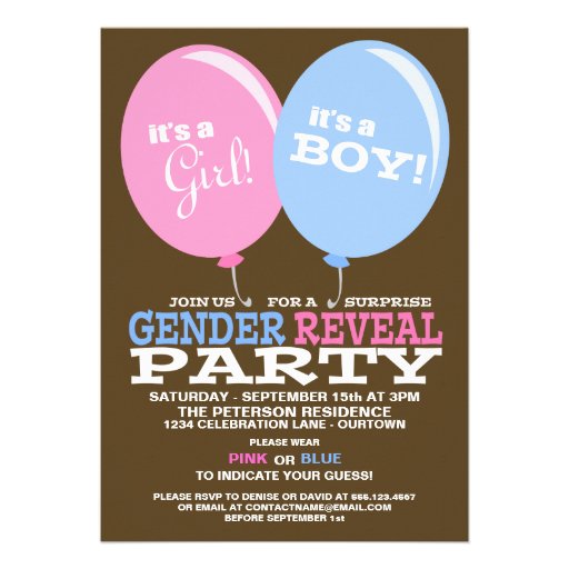 Balloons Gender Reveal Party Invitation