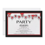 Balloons Graduation Party Invitation Red Cap