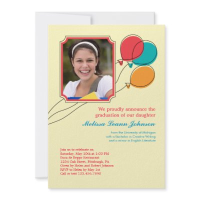 Balloons Graduation Photo Invitation by marlenedesigner
