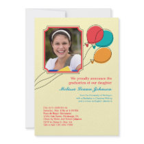 Balloons Graduation Photo Invitation