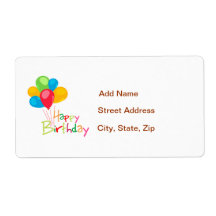 Balloons Happy Birthday Personalized Shipping Labels