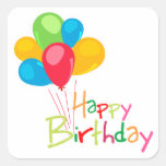 Balloons Happy Birthday Square Stickers