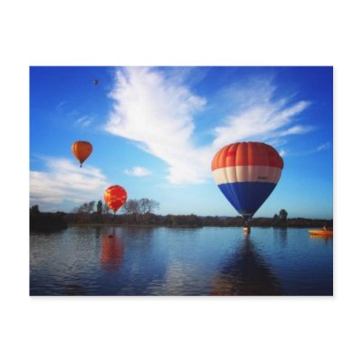Balloons over Henley Lake Postcards by curiouskiwi