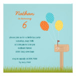 Balloons Sign Birthday Party Invitation - Blue invitations