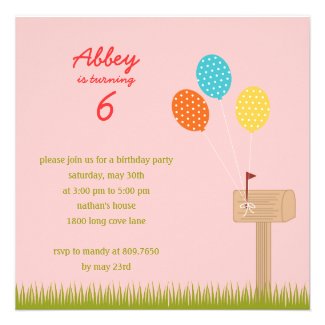 Balloons Sign Birthday Party Invitation - Pink