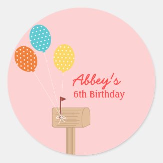 Balloons Sign Party Favor Stickers - Pink