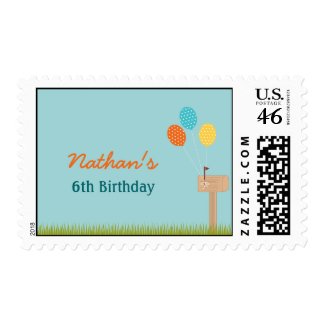 Balloons Sign Personalized Postage Stamp - Blue