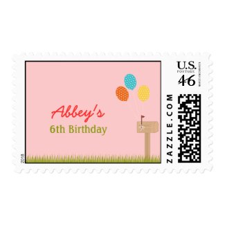 Balloons Sign Personalized Postage Stamp - Pink