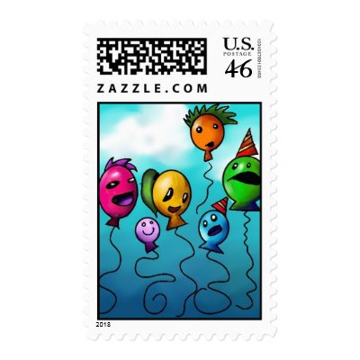 balloons testing postage stamps by colorizeit