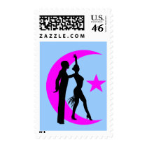 Ballroom moon star pink stamp