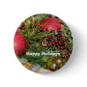 Balls Beads Evergreen Christmas Holiday Button Pin