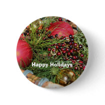 Balls Beads Evergreen Christmas Holiday Button Pin