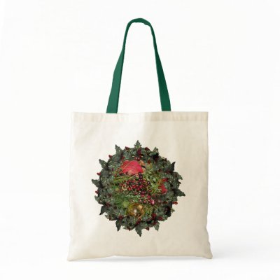 Balls Beads Wreath Christmas Holiday Tote Bag by SmilinEyesTreasures