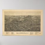 Ballston Spa New York 1890 Antique Panoramic Map posters