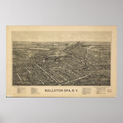 Ballston Spa New York 1890 Antique Panoramic Map Posters by terraprints_classic