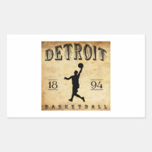 Baloncesto 1894 de Detroit Michigan Rectangular Pegatinas