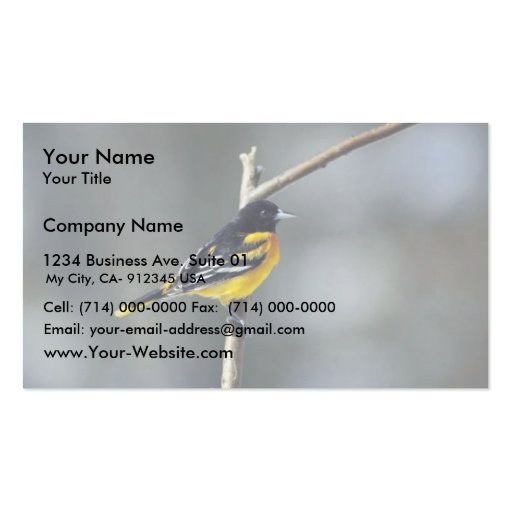 Baltimore Oriole Business Card Template