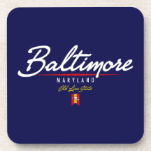 Baltimore Script Beverage Coasters