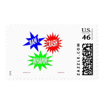 Bam Crash Whamm Postage Stamps