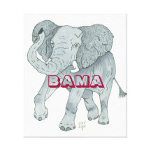 "BAMA ELEPHANT" Wrapped Canvas Gallery Wrap Canvas