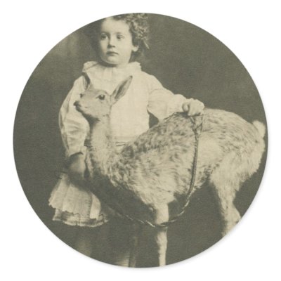 bambi and child stickers by oldfotoreproductions