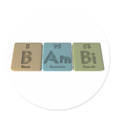 Bambi as Boron Americium Bismuth Round Sticker by ChemicalWords