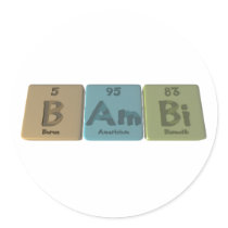Bambi as Boron Americium Bismuth Round Sticker