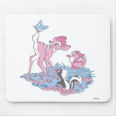 Bambi, Thumper, and Flower with Butterfly mousepads