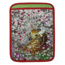 Bambina the White-Tailed Fawn in Flowers I Sleeves For iPads
