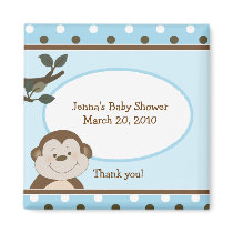 Bambino Cute Monkey Blue Favor Baby Shower Magnet