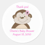 Bambino Monkey Pink Customized Favor Sticker